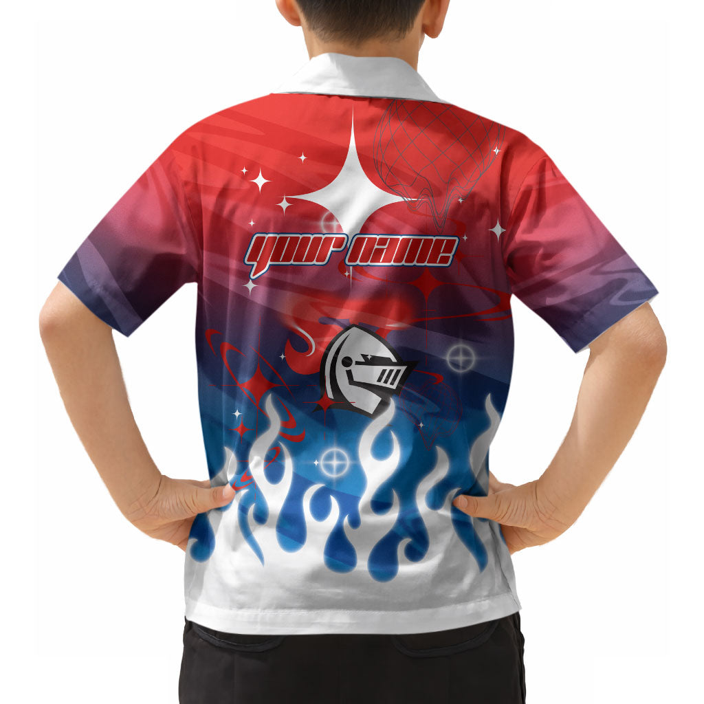 Personalized Newcastle Knights Hawaiian Shirt Y2K Grunge Aesthetic With Cyber Flames and Starburst Graphics
