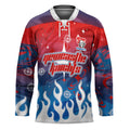 Personalized Newcastle Knights Hockey Jersey Y2K Grunge Aesthetic With Cyber Flames and Starburst Graphics