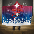 Personalized Newcastle Knights Hooded Blanket Y2K Grunge Aesthetic With Cyber Flames and Starburst Graphics