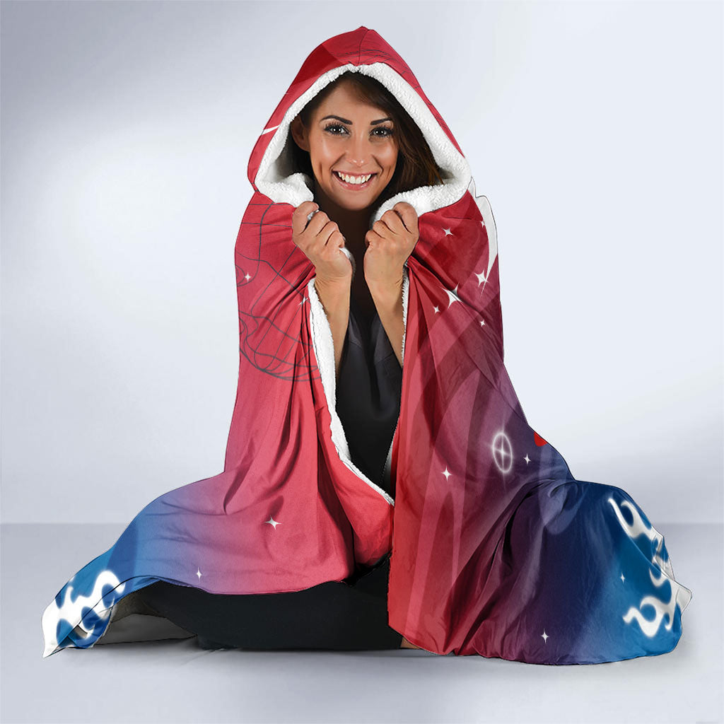 Personalized Newcastle Knights Hooded Blanket Y2K Grunge Aesthetic With Cyber Flames and Starburst Graphics