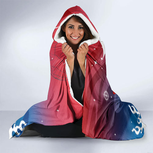 Personalized Newcastle Knights Hooded Blanket Y2K Grunge Aesthetic With Cyber Flames and Starburst Graphics