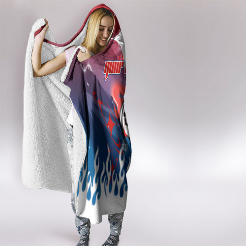 Personalized Newcastle Knights Hooded Blanket Y2K Grunge Aesthetic With Cyber Flames and Starburst Graphics