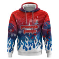 Personalized Newcastle Knights Hoodie Y2K Grunge Aesthetic With Cyber Flames and Starburst Graphics
