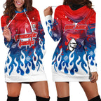 Personalized Newcastle Knights Hoodie Dress Y2K Grunge Aesthetic With Cyber Flames and Starburst Graphics