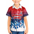 Personalized Newcastle Knights Kid Hawaiian Shirt Y2K Grunge Aesthetic With Cyber Flames and Starburst Graphics