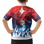 Personalized Newcastle Knights Kid Hawaiian Shirt Y2K Grunge Aesthetic With Cyber Flames and Starburst Graphics