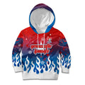 Personalized Newcastle Knights Kid Hoodie Y2K Grunge Aesthetic With Cyber Flames and Starburst Graphics