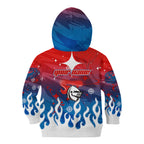 Personalized Newcastle Knights Kid Hoodie Y2K Grunge Aesthetic With Cyber Flames and Starburst Graphics