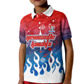 Personalized Newcastle Knights Kid Polo Shirt Y2K Grunge Aesthetic With Cyber Flames and Starburst Graphics