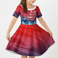 Personalized Newcastle Knights Kid Short Sleeve Dress Y2K Grunge Aesthetic With Cyber Flames and Starburst Graphics