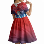 Personalized Newcastle Knights Kid Short Sleeve Dress Y2K Grunge Aesthetic With Cyber Flames and Starburst Graphics