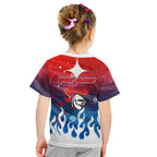 Personalized Newcastle Knights Kid T Shirt Y2K Grunge Aesthetic With Cyber Flames and Starburst Graphics