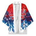 Personalized Newcastle Knights Kimono Y2K Grunge Aesthetic With Cyber Flames and Starburst Graphics