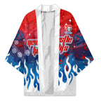 Personalized Newcastle Knights Kimono Y2K Grunge Aesthetic With Cyber Flames and Starburst Graphics
