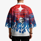 Personalized Newcastle Knights Kimono Y2K Grunge Aesthetic With Cyber Flames and Starburst Graphics