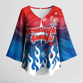 Personalized Newcastle Knights Kimono Sleeve Blouse Y2K Grunge Aesthetic With Cyber Flames and Starburst Graphics
