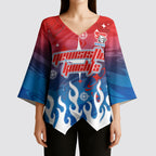 Personalized Newcastle Knights Kimono Sleeve Blouse Y2K Grunge Aesthetic With Cyber Flames and Starburst Graphics