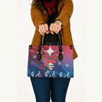 Personalized Newcastle Knights Leather Bag Y2K Grunge Aesthetic With Cyber Flames and Starburst Graphics