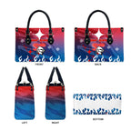 Personalized Newcastle Knights Leather Bag Y2K Grunge Aesthetic With Cyber Flames and Starburst Graphics