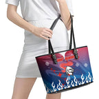 Personalized Newcastle Knights Leather Tote Bag Y2K Grunge Aesthetic With Cyber Flames and Starburst Graphics