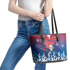 Personalized Newcastle Knights Leather Tote Bag Y2K Grunge Aesthetic With Cyber Flames and Starburst Graphics