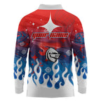 Personalized Newcastle Knights Long Sleeve Polo Shirt Y2K Grunge Aesthetic With Cyber Flames and Starburst Graphics