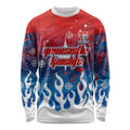 Personalized Newcastle Knights Long Sleeve Shirt Y2K Grunge Aesthetic With Cyber Flames and Starburst Graphics