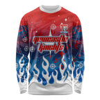 Personalized Newcastle Knights Long Sleeve Shirt Y2K Grunge Aesthetic With Cyber Flames and Starburst Graphics