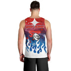 Personalized Newcastle Knights Men Tank Top Y2K Grunge Aesthetic With Cyber Flames and Starburst Graphics