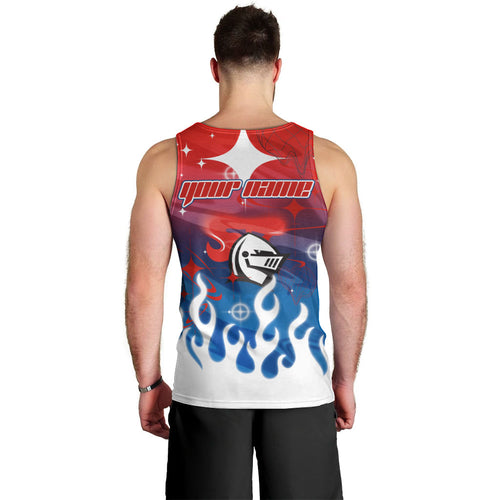 Personalized Newcastle Knights Men Tank Top Y2K Grunge Aesthetic With Cyber Flames and Starburst Graphics