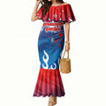 Personalized Newcastle Knights Mermaid Dress Y2K Grunge Aesthetic With Cyber Flames and Starburst Graphics