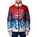 Personalized Newcastle Knights Padded Jacket Y2K Grunge Aesthetic With Cyber Flames and Starburst Graphics
