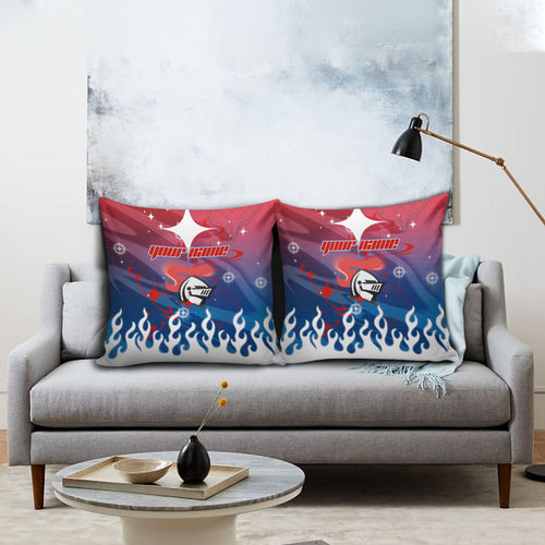 Personalized Newcastle Knights Pillow Cover Y2K Grunge Aesthetic With Cyber Flames and Starburst Graphics