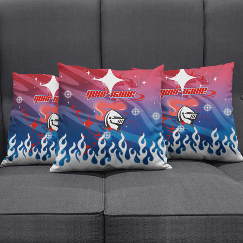 Personalized Newcastle Knights Pillow Cover Y2K Grunge Aesthetic With Cyber Flames and Starburst Graphics