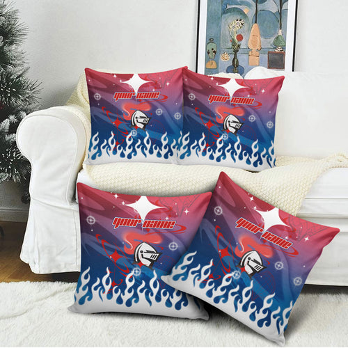 Personalized Newcastle Knights Pillow Cover Y2K Grunge Aesthetic With Cyber Flames and Starburst Graphics