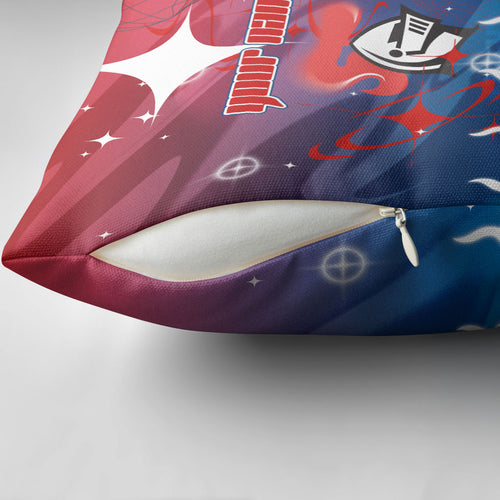 Personalized Newcastle Knights Pillow Cover Y2K Grunge Aesthetic With Cyber Flames and Starburst Graphics