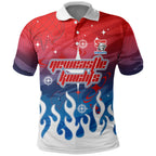 Personalized Newcastle Knights Polo Shirt Y2K Grunge Aesthetic With Cyber Flames and Starburst Graphics