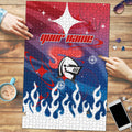 Personalized Newcastle Knights Puzzle Y2K Grunge Aesthetic With Cyber Flames and Starburst Graphics