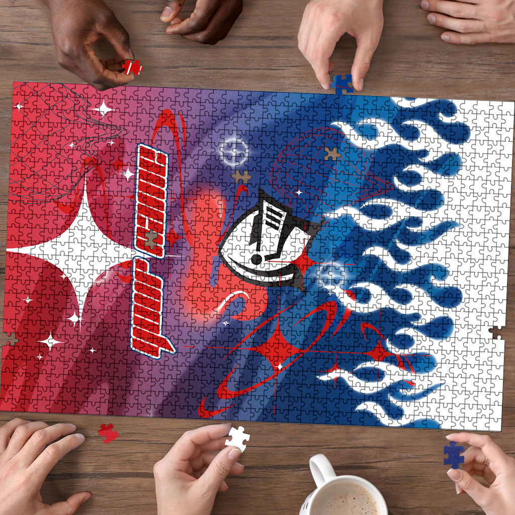Personalized Newcastle Knights Puzzle Y2K Grunge Aesthetic With Cyber Flames and Starburst Graphics