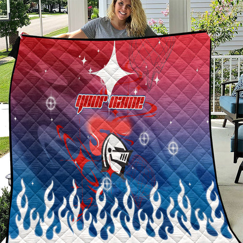 Personalized Newcastle Knights Quilt Y2K Grunge Aesthetic With Cyber Flames and Starburst Graphics