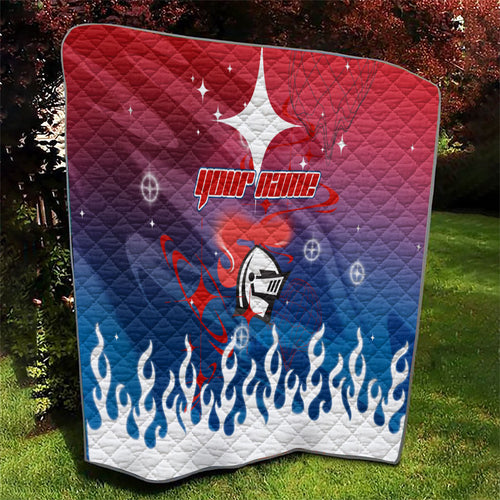 Personalized Newcastle Knights Quilt Y2K Grunge Aesthetic With Cyber Flames and Starburst Graphics