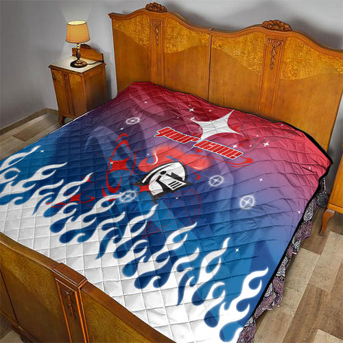 Personalized Newcastle Knights Quilt Y2K Grunge Aesthetic With Cyber Flames and Starburst Graphics