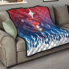 Personalized Newcastle Knights Quilt Y2K Grunge Aesthetic With Cyber Flames and Starburst Graphics