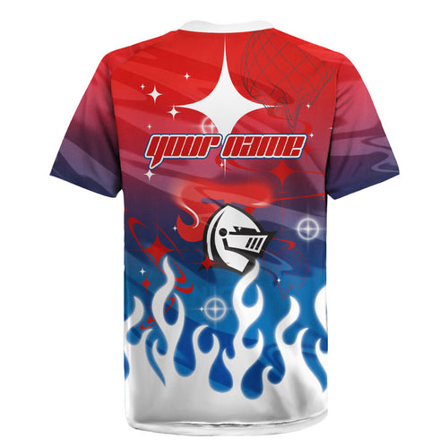 Personalized Newcastle Knights Rugby Jersey Y2K Grunge Aesthetic With Cyber Flames and Starburst Graphics