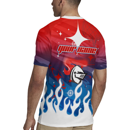 Personalized Newcastle Knights Rugby Jersey Y2K Grunge Aesthetic With Cyber Flames and Starburst Graphics