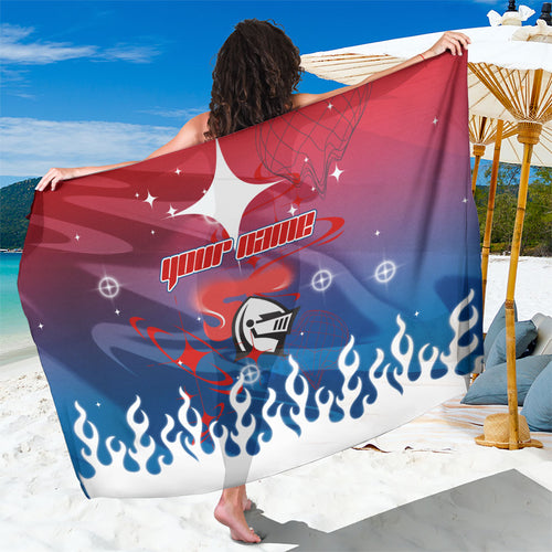 Personalized Newcastle Knights Sarong Y2K Grunge Aesthetic With Cyber Flames and Starburst Graphics