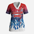 Personalized Newcastle Knights Scrub Top Y2K Grunge Aesthetic With Cyber Flames and Starburst Graphics