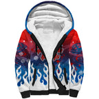 Personalized Newcastle Knights Sherpa Hoodie Y2K Grunge Aesthetic With Cyber Flames and Starburst Graphics