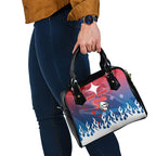 Personalized Newcastle Knights Shoulder Handbag Y2K Grunge Aesthetic With Cyber Flames and Starburst Graphics