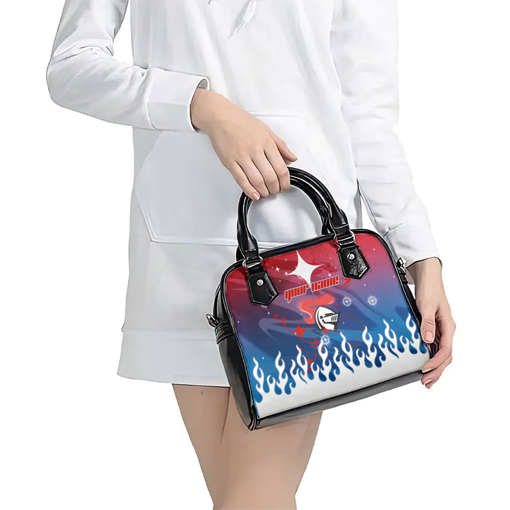 Personalized Newcastle Knights Shoulder Handbag Y2K Grunge Aesthetic With Cyber Flames and Starburst Graphics